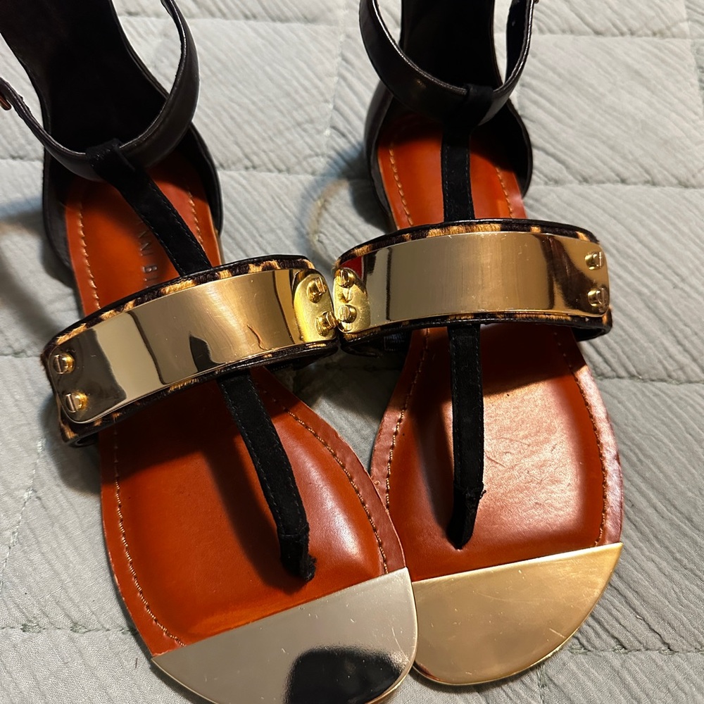 Gianni Bini, Gold and Black Women's Sandals, Sz 6, New